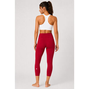 Lululemon Pace High Rise Crop Red Nulux Running Leggings Size 2 Athleisure